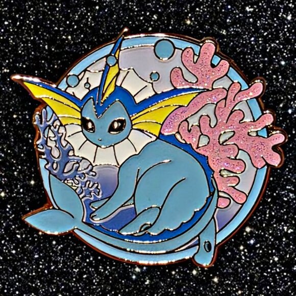 Pokemon Other - Vaporeon Coral Reef Pokémon Enamel Pin - Ocean Theme Collector’s Lapel Pin
